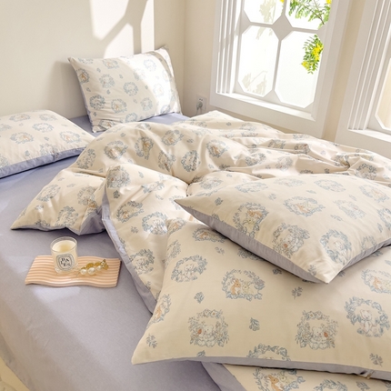 91家纺网 家纺一手货源 找家纺 DoDo 兜兜  2024新款全棉可爱软萌系列四件套 小兔小熊糖