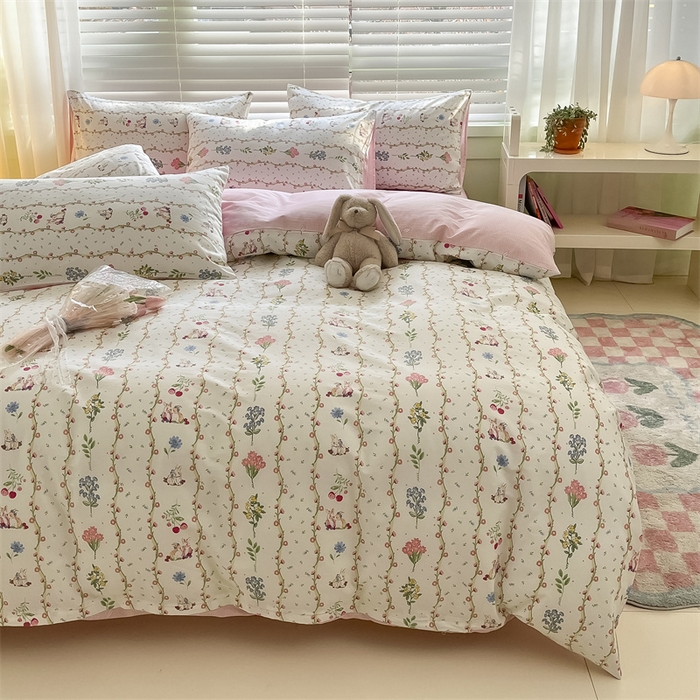 91家纺网 家纺一手货源 找家纺 曼之夏 2024新款13372全棉印花四件套 枝间梦