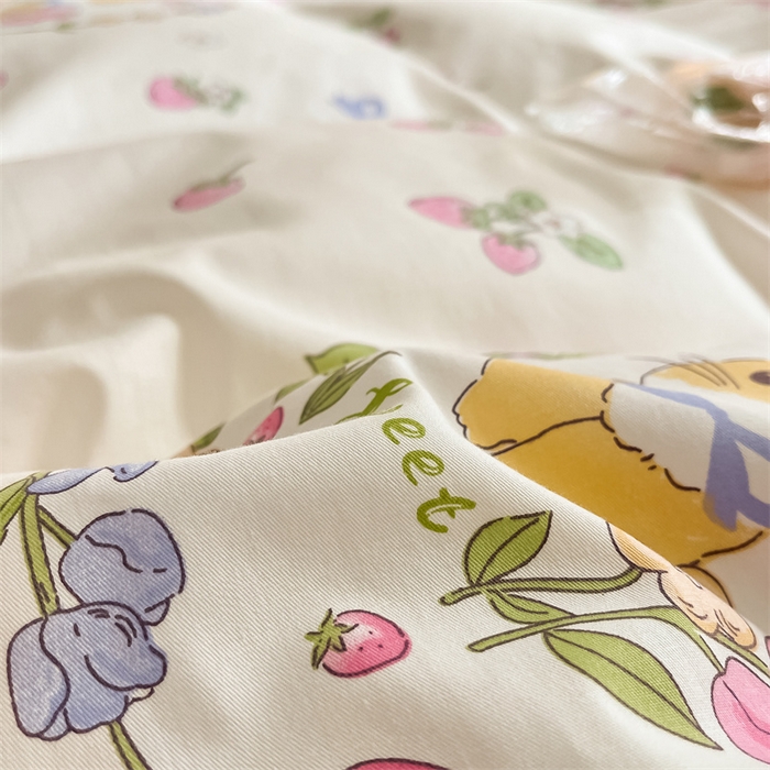 91家纺网 家纺一手货源 找家纺 曼之夏 2024新款13372全棉印花四件套 米拉兔