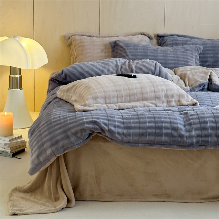 91家纺网 家纺一手货源 找家纺 时年家纺 2024新款云朵牛奶绒四件套（充值会员享优惠10元） 泡芙-积云灰