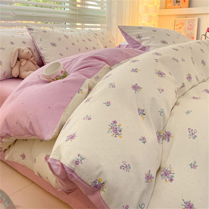 91家纺网 家纺一手货源 找家纺 曼之夏 2024新款13372全棉印花四件套 紫汀兰