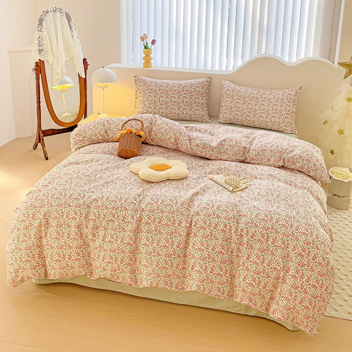 91家纺网 家纺一手货源 找家纺 珺柔家纺 2024新款40支13070全棉印花四件套 复古玫瑰