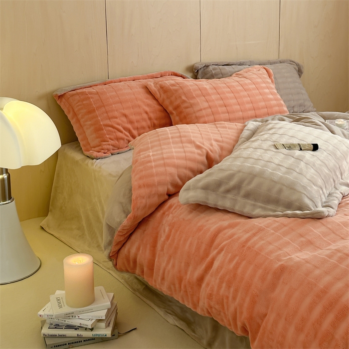 91家纺网 家纺一手货源 找家纺 时年家纺 2024新款云朵牛奶绒四件套（充值会员享优惠10元） 泡芙-爱马橙