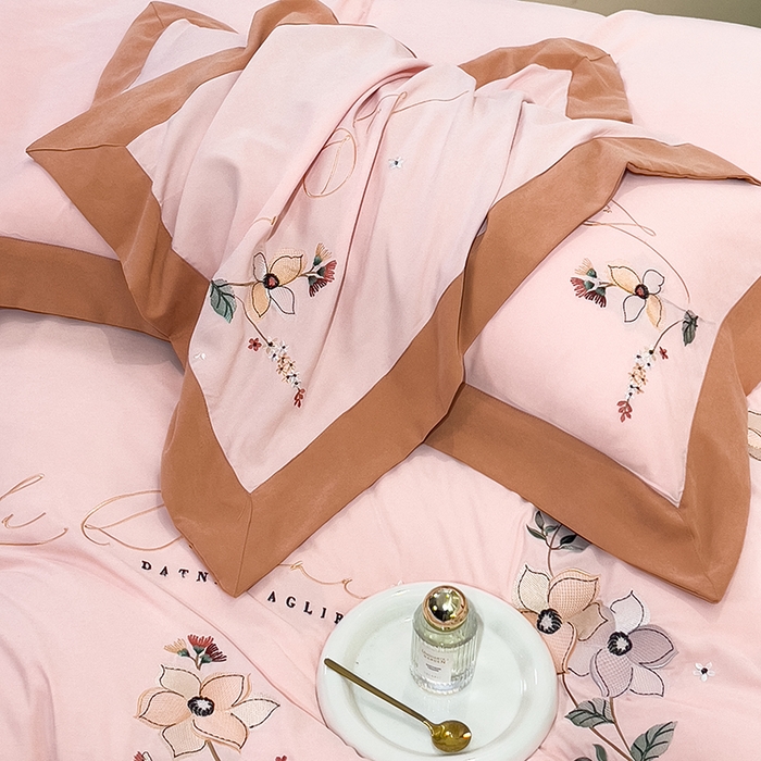 91家纺网 家纺一手货源 找家纺 欧冠家纺 2024新款四季款锦棉绣花盛夏光年四件套 盛夏光年-玉色