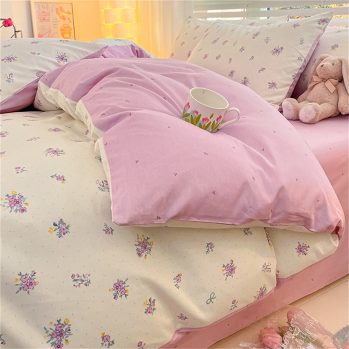 91家纺网 家纺一手货源 找家纺 曼之夏 2024新款13372全棉印花四件套 紫汀兰