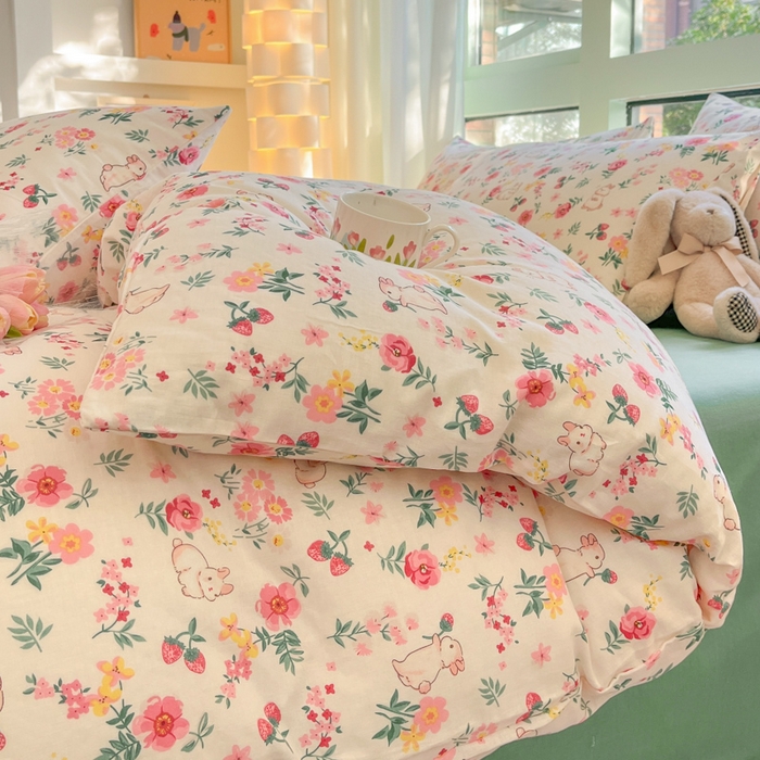 91家纺网 家纺一手货源 找家纺 （总）ab家纺 2024新款全棉双层纱印花四件套