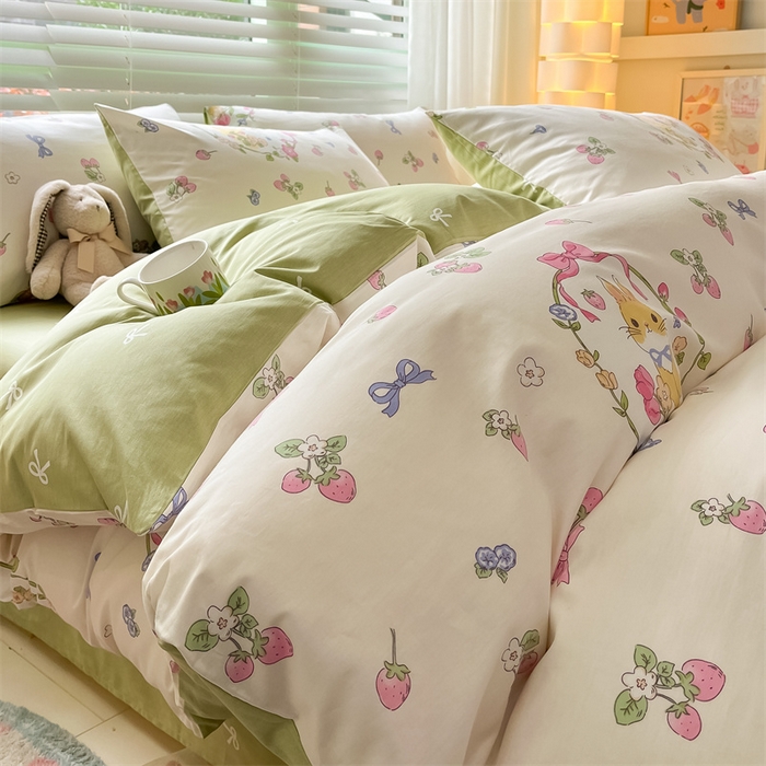 91家纺网 家纺一手货源 找家纺 曼之夏 2024新款13372全棉印花四件套 米拉兔