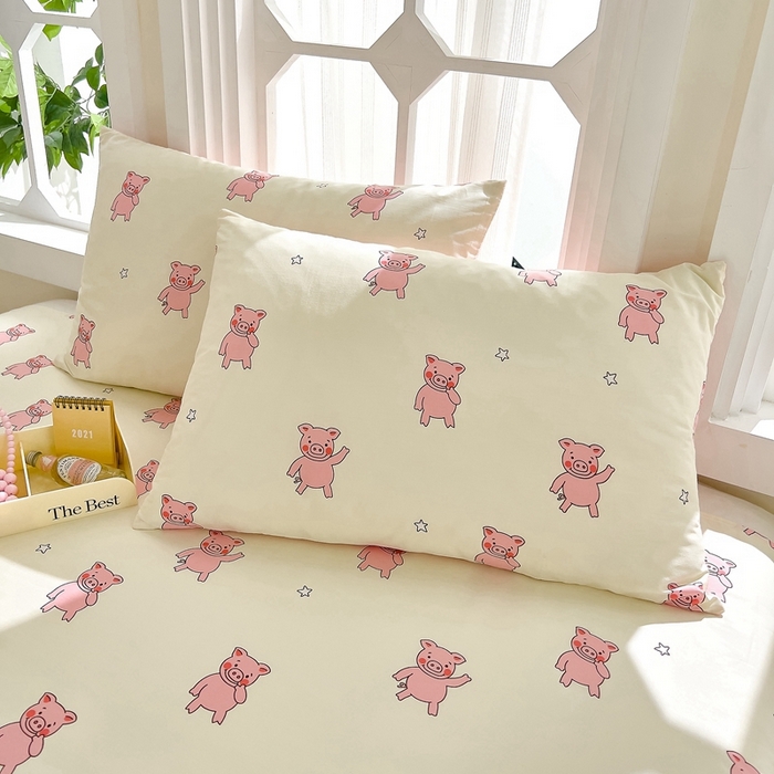 91家纺网 家纺一手货源 找家纺 DoDo 兜兜 2024新款全棉可爱软萌系列单品枕套 可爱粉粉猪