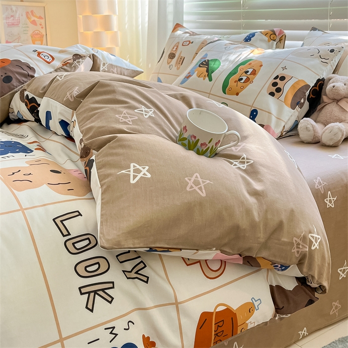 91家纺网 家纺一手货源 找家纺 曼之夏 2024新款13372全棉印花四件套 摩登生活