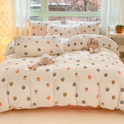 ab家纺 2024新款全棉双层纱印花四件套 草莓派对