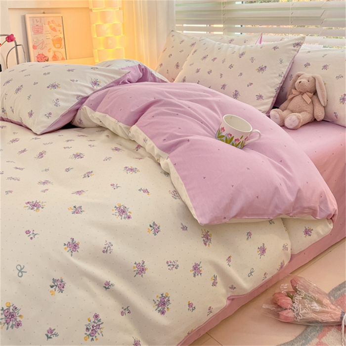 91家纺网 家纺一手货源 找家纺 曼之夏 2024新款13372全棉印花四件套 紫汀兰