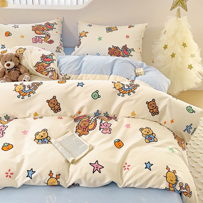 91家纺网 家纺一手货源 找家纺 珺柔家纺 2024新款40支13070全棉印花四件套 吉祥