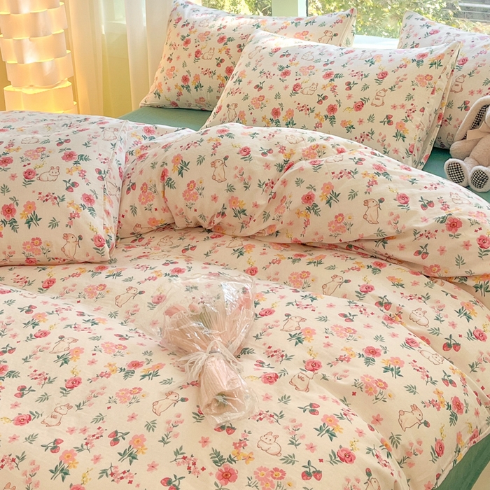 91家纺网 家纺一手货源 找家纺 （总）ab家纺 2024新款全棉双层纱印花四件套