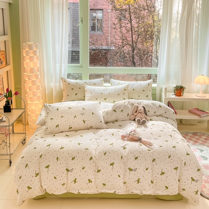 91家纺网 家纺一手货源 找家纺 （总）ab家纺 2024新款全棉双层纱印花四件套