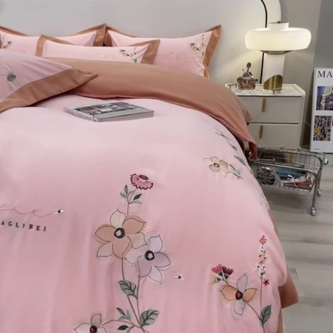 91家纺网 家纺一手货源 找家纺 欧冠家纺 2024新款四季款锦棉绣花盛夏光年四件套 盛夏光年-玉色