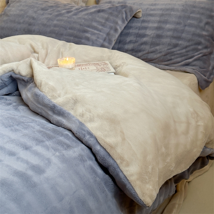 91家纺网 家纺一手货源 找家纺 时年家纺 2024新款云朵牛奶绒四件套（充值会员享优惠10元） 泡芙-积云灰