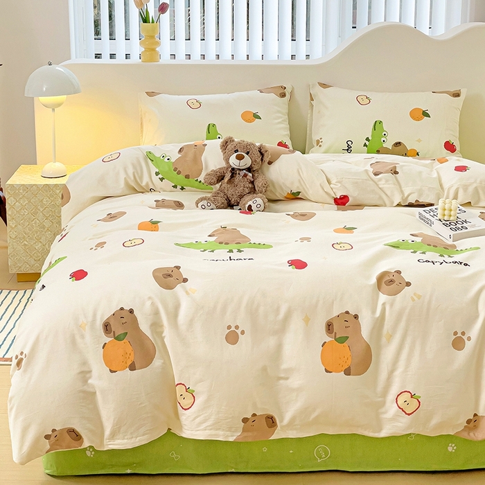 91家纺网 家纺一手货源 找家纺 珺柔家纺 2024新款40支13070全棉印花四件套 鳄鱼萌宠