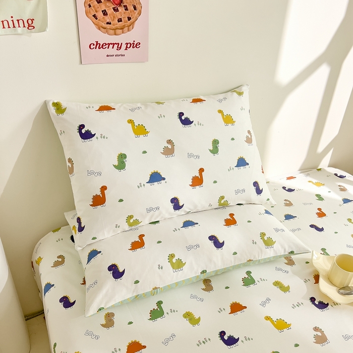 91家纺网 家纺一手货源 找家纺 DoDo 兜兜 2024新款全棉可爱软萌系列单品枕套 恐龙茶茶