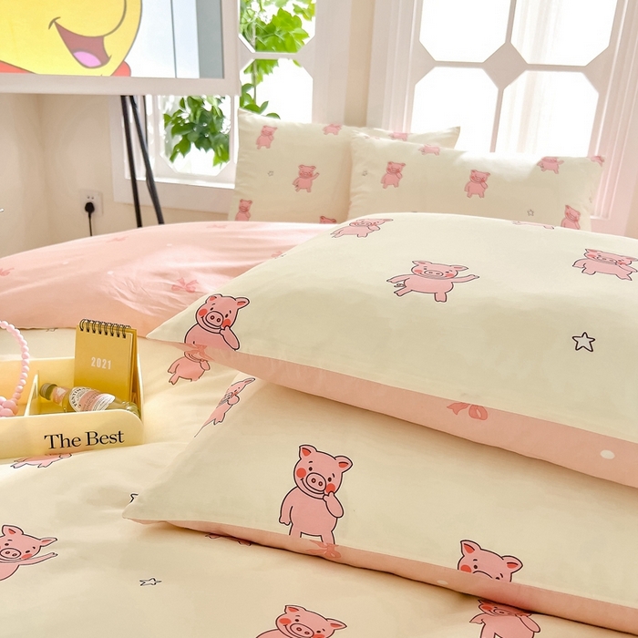 91家纺网 家纺一手货源 找家纺 DoDo 兜兜 2024新款全棉可爱软萌系列单品枕套 可爱粉粉猪