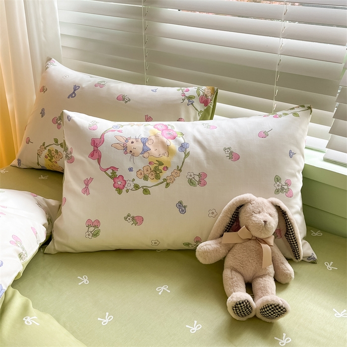 91家纺网 家纺一手货源 找家纺 曼之夏 2024新款13372全棉印花四件套 米拉兔