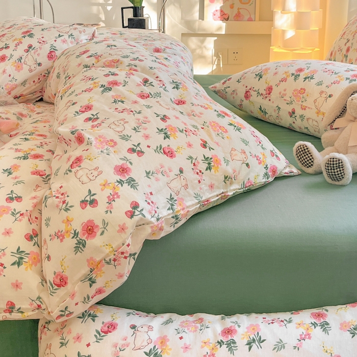 91家纺网 家纺一手货源 找家纺 （总）ab家纺 2024新款全棉双层纱印花四件套