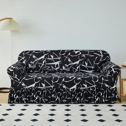 91家纺网 家纺一手货源 找家纺 （总）共鸣 2023新款牛奶丝印花系列沙发套（裙摆款）