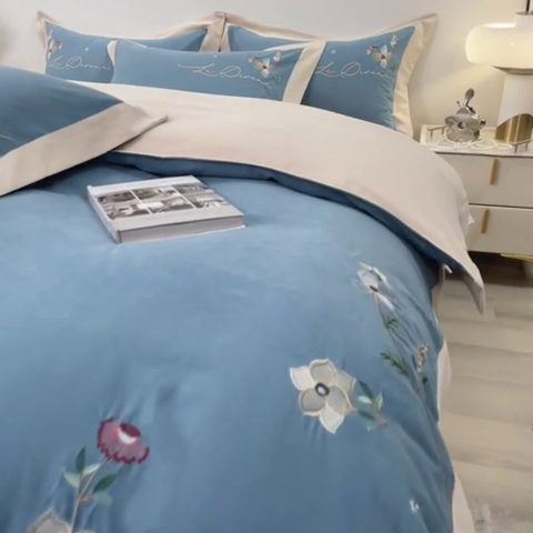 91家纺网 家纺一手货源 找家纺 （总）欧冠家纺 2024新款四季款锦棉绣花盛夏光年四件套