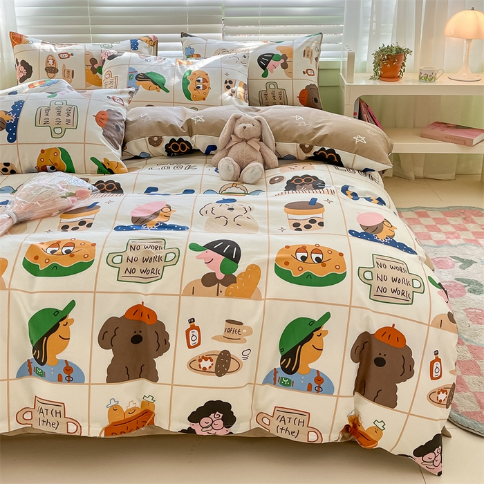 91家纺网 家纺一手货源 找家纺 曼之夏 2024新款13372全棉印花四件套 摩登生活