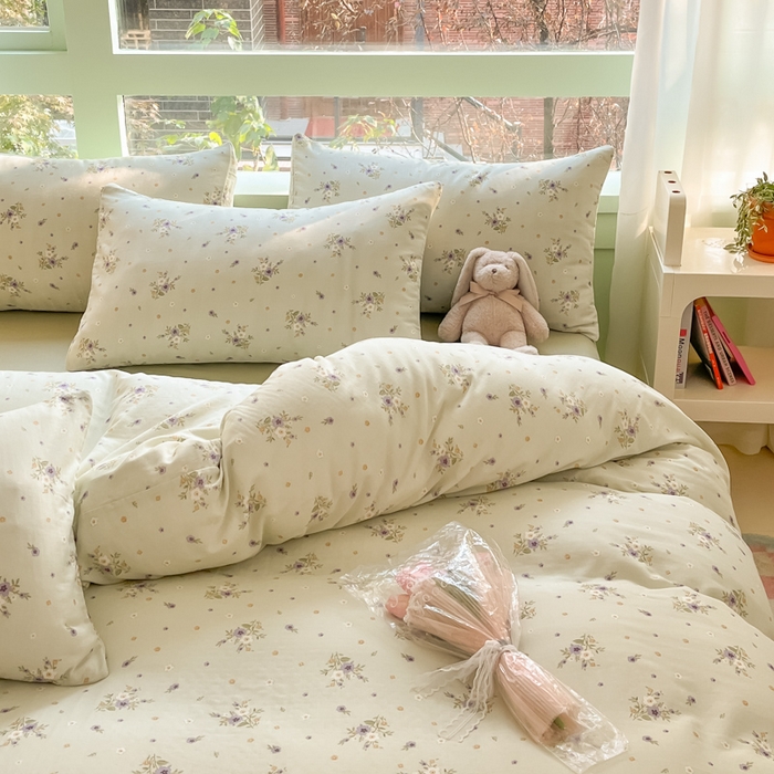 91家纺网 家纺一手货源 找家纺 ab家纺 2024新款全棉双层纱印花四件套 夏洛