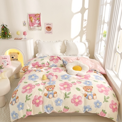 DoDo 兜兜 2024新款全棉可爱软萌系列单被套 茶花熊