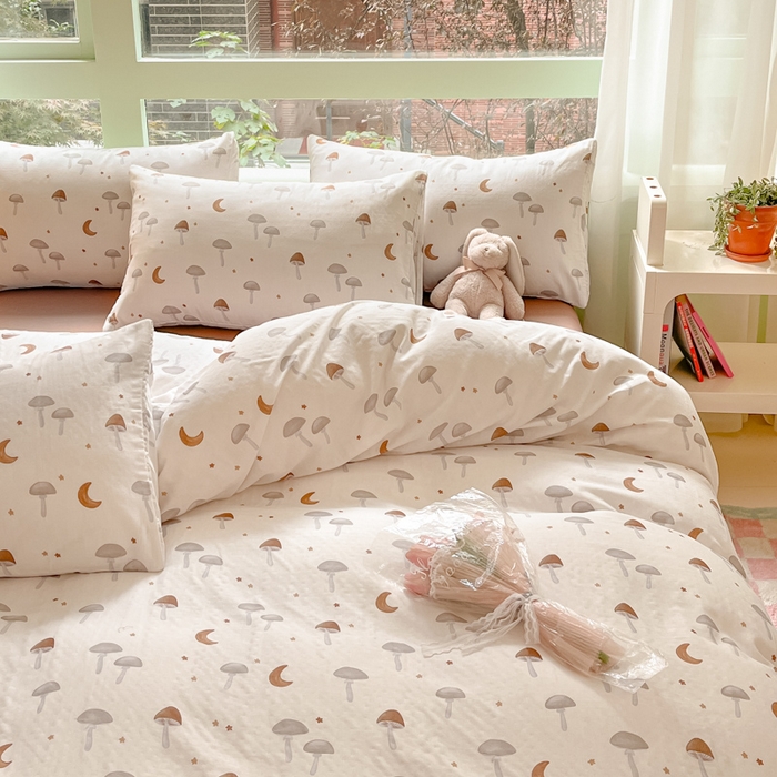 91家纺网 家纺一手货源 找家纺 ab家纺 2024新款全棉双层纱印花四件套 朱古力