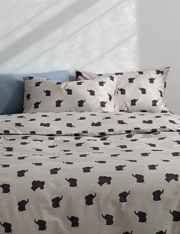 91家纺网 家纺一手货源 找家纺 棉眠 2024春季新款40支13070全棉卡通四件套 小象