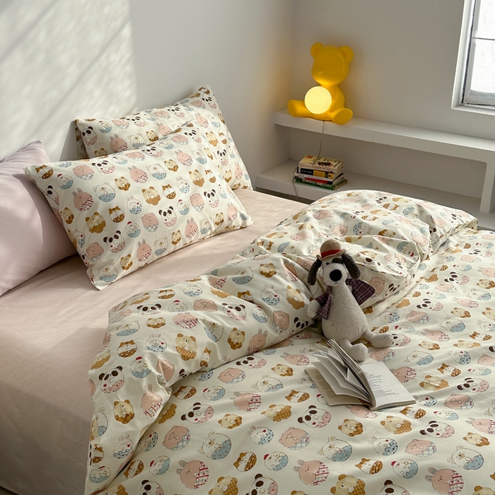 91家纺网 家纺一手货源 找家纺 棉眠 2024春季新款40支13070全棉卡通四件套 甜甜圈