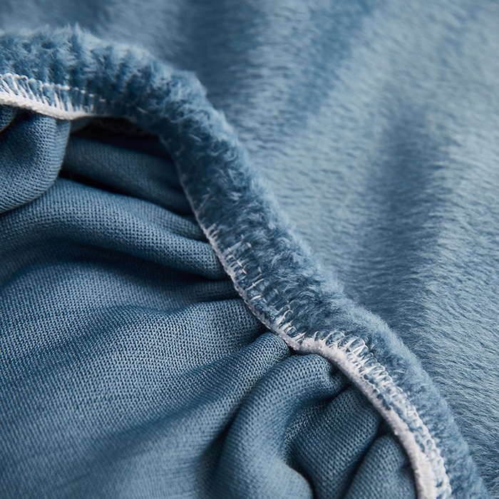 91家纺网 家纺一手货源 找家纺 丝绮鹿 2024新款毛绒纯色弧形椅子套 蓝灰