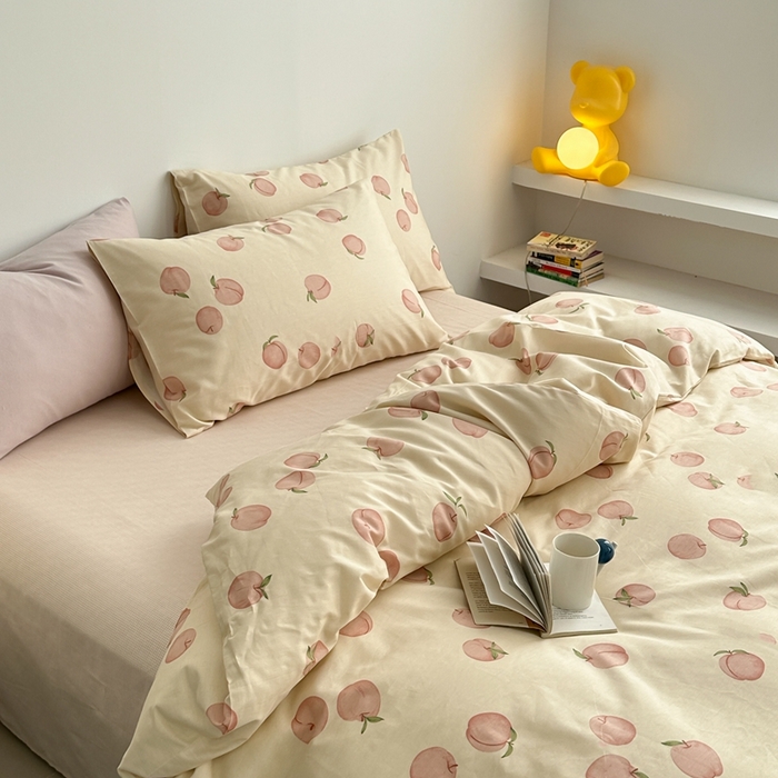 91家纺网 家纺一手货源 找家纺 棉眠 2024春季新款40支13070全棉卡通四件套 甜桃