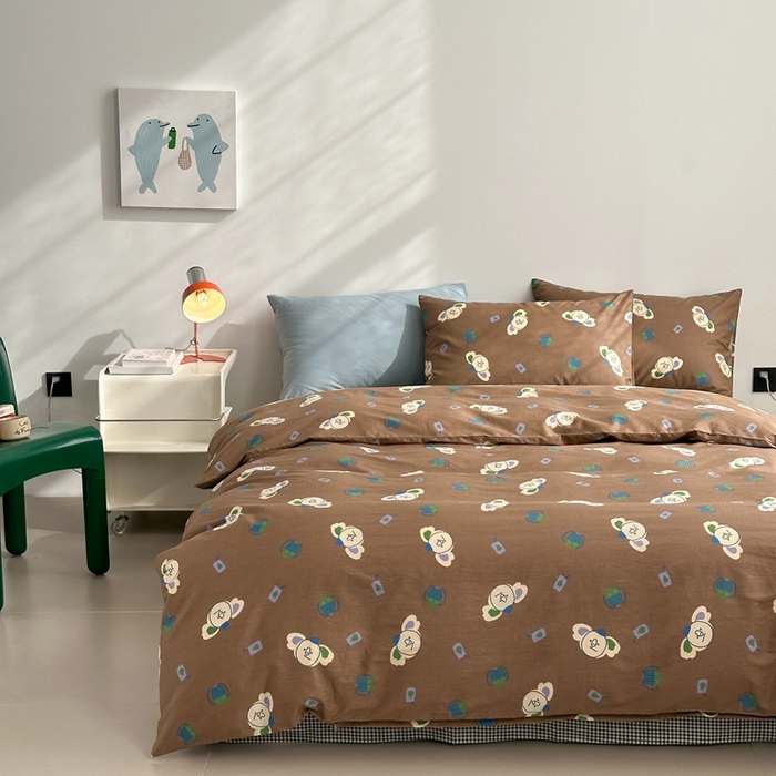 91家纺网 家纺一手货源 找家纺 棉眠 2024春季新款40支13070全棉卡通四件套 考拉