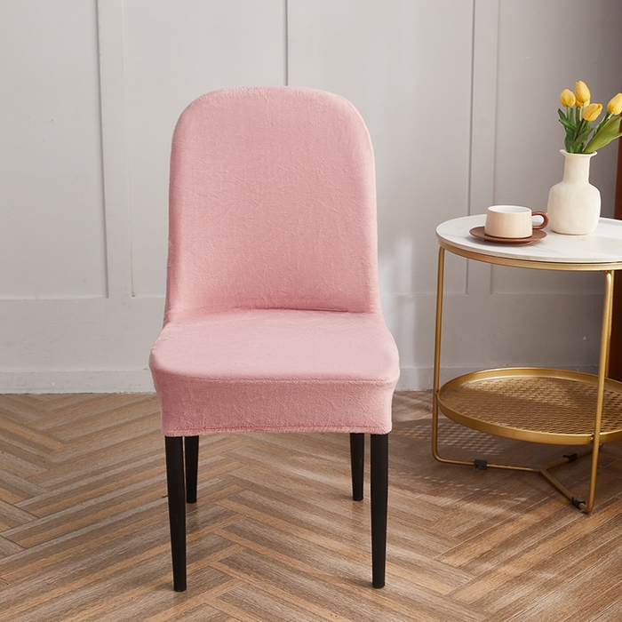 91家纺网 家纺一手货源 找家纺 丝绮鹿 2024新款毛绒纯色弧形椅子套 粉色