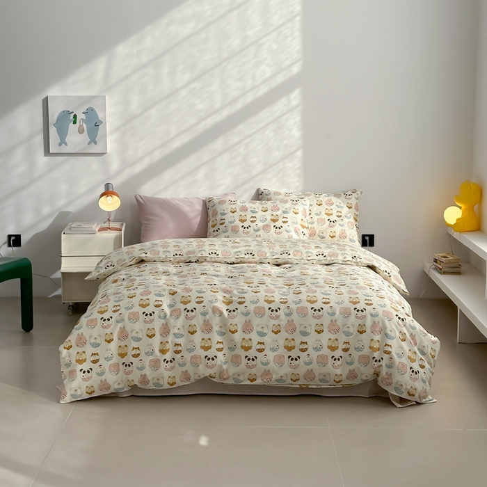 91家纺网 家纺一手货源 找家纺 棉眠 2024春季新款40支13070全棉卡通四件套 甜甜圈