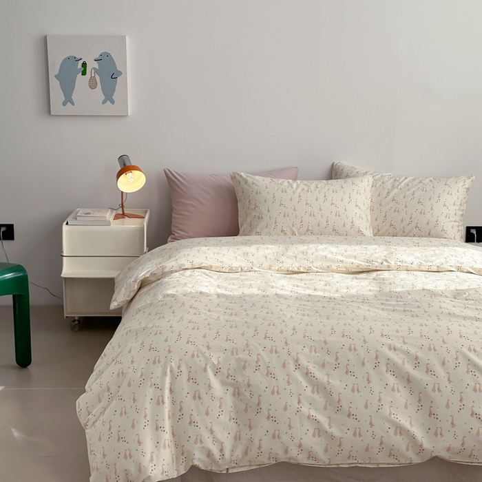 91家纺网 家纺一手货源 找家纺 棉眠 2024春季新款40支13070全棉卡通四件套 快乐丫丫