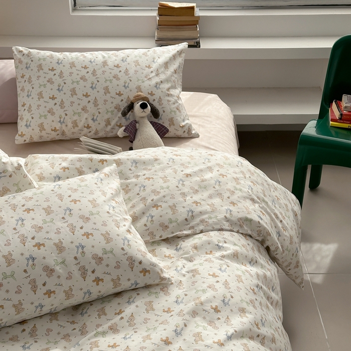 91家纺网 家纺一手货源 找家纺 棉眠 2024春季新款40支13070全棉卡通四件套 贵宾-白