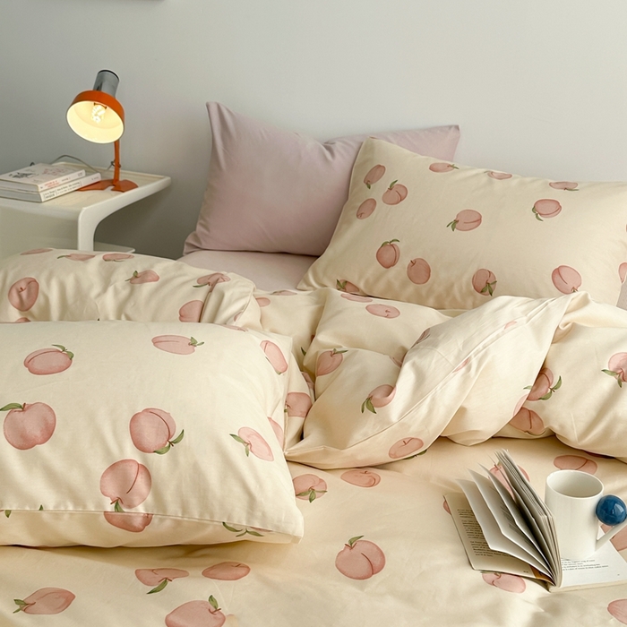 91家纺网 家纺一手货源 找家纺 棉眠 2024春季新款40支13070全棉卡通四件套 甜桃