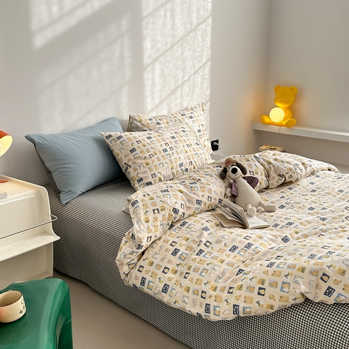 91家纺网 家纺一手货源 找家纺 棉眠 2024春季新款40支13070全棉卡通四件套 彼得兔