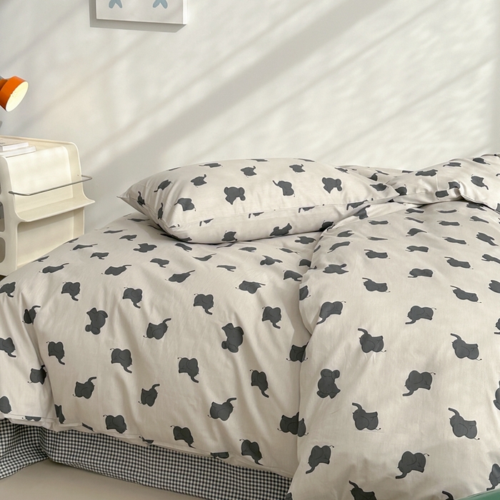 91家纺网 家纺一手货源 找家纺 棉眠 2024春季新款40支13070全棉卡通四件套 小象