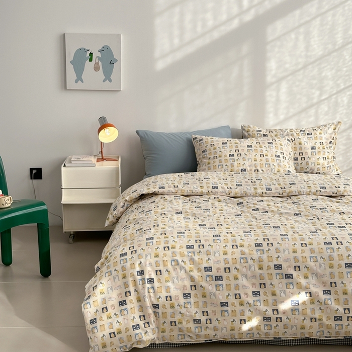 91家纺网 家纺一手货源 找家纺 棉眠 2024春季新款40支13070全棉卡通四件套 彼得兔