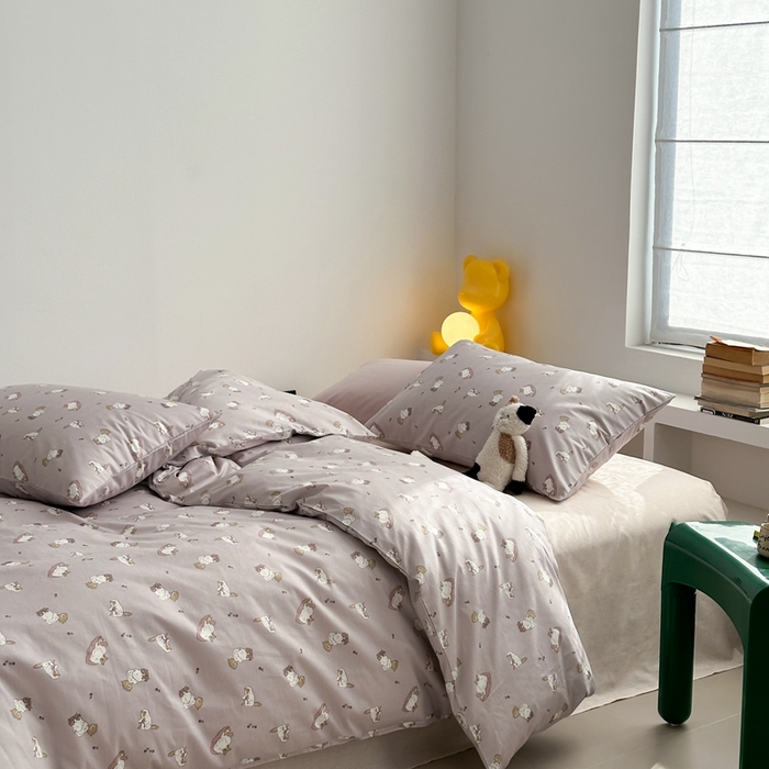 91家纺网 家纺一手货源 找家纺 棉眠 2024春季新款40支13070全棉卡通四件套 喵酱-紫