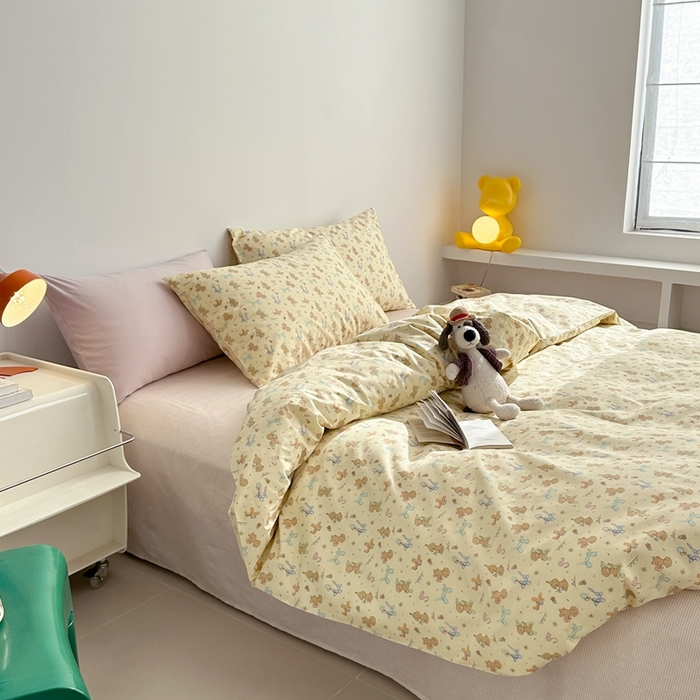 91家纺网 家纺一手货源 找家纺 棉眠 2024春季新款40支13070全棉卡通四件套 贵宾-黄