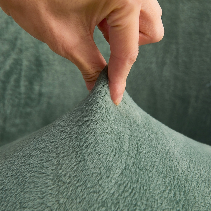 91家纺网 家纺一手货源 找家纺 丝绮鹿 2024新款毛绒纯色弧形椅子套 青色