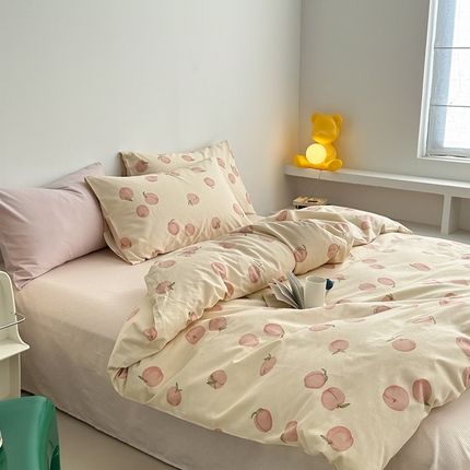 91家纺网 家纺一手货源 找家纺 棉眠 2024春季新款40支13070全棉卡通四件套 甜桃