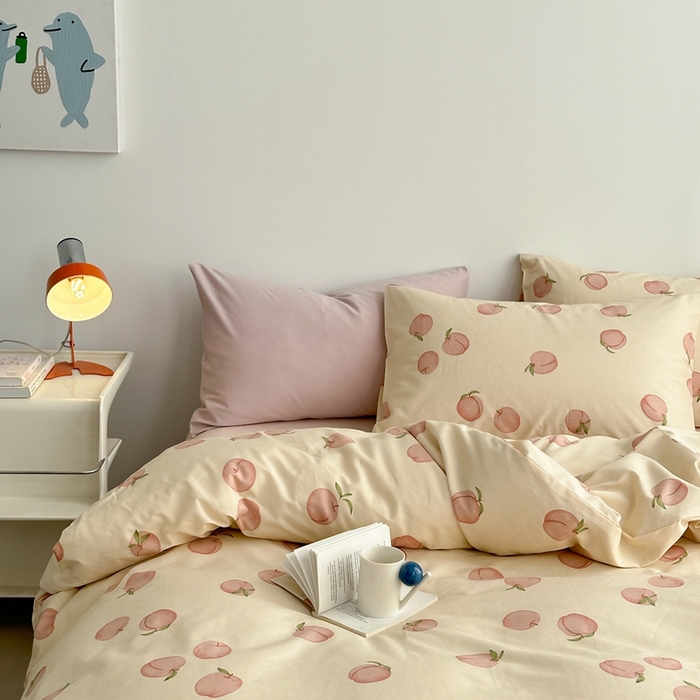 91家纺网 家纺一手货源 找家纺 棉眠 2024春季新款40支13070全棉卡通四件套 甜桃