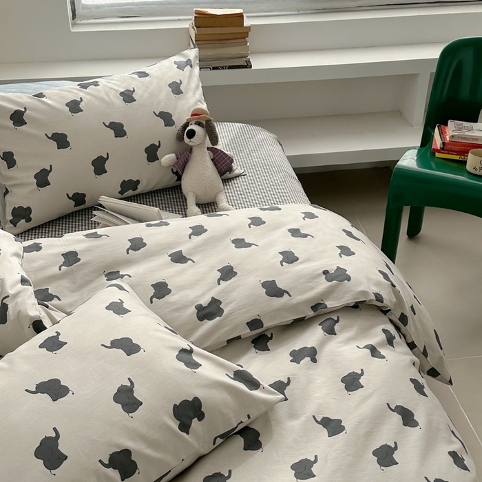 91家纺网 家纺一手货源 找家纺 棉眠 2024春季新款40支13070全棉卡通四件套 小象